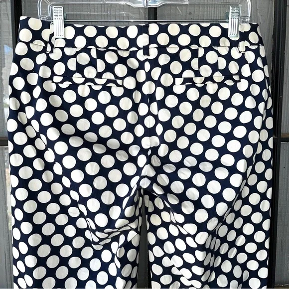 J. Crew “stretch” ankle pants, City Fit style, navy blue with white polka dots - Picture 7 of 11